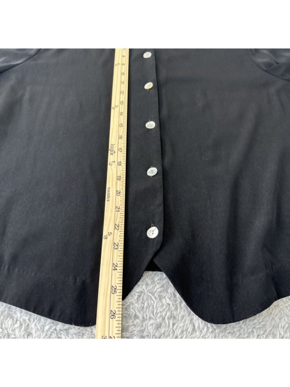 Notations Womens Black Button-Down Short-Sleeve Blouse Size 18 V-Neck Light - Picture 5 of 12